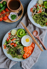 Healthy and delicious homemade meal / Cha Soba with Salad / Made with very fresh ingredients for healthier lifestyle
