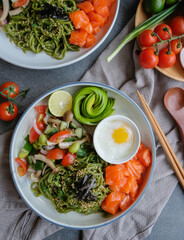 Healthy and delicious homemade meal / Cha Soba with Salad / Made with very fresh ingredients for healthier lifestyle