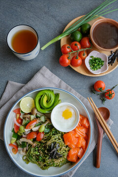 Healthy and delicious homemade meal / Cha Soba with Salad / Made with very fresh ingredients for healthier lifestyle