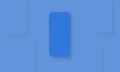 Trendy mobile phone template with blank screen for design app.