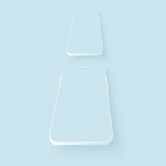 Two trendy mobile phone template with blank screen for design app.
