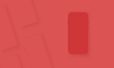 Trendy mobile phone template with blank screen for design app.