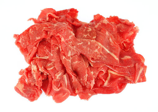 fresh shaved beef isolated on white background
