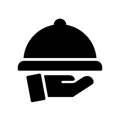 Food tray icon Design Template. Illustration vector graphic. simple black glyph icon isolated on white background. Perfect for your web site design, logo, symbols of restaurants, cafe