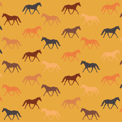 Seamless patterns with horses vector template