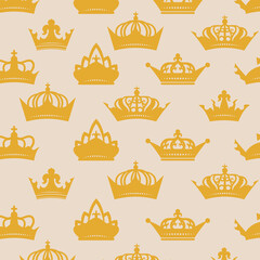 Vintage crowns pattern Vector Template