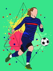 Vector image. Action national team players kicking the ball.