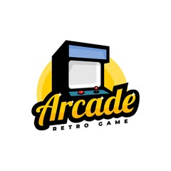 arcade game machine logo with a retro style. good for any business with a retro game theme. - obrazy, fototapety, plakaty