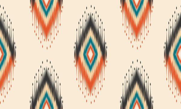 Geometric ethnic oriental ikat pattern traditional Design for background,carpet,wallpaper,clothing,wrapping,Batik,fabric,Vector illustration.embroidery style.