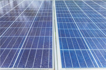 Obraz premium Close-up of blue solar cell metal plate pattern and background seamless
