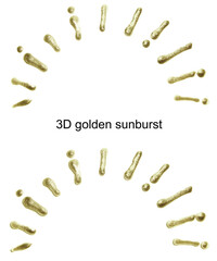 立体の太陽線アイコンセット（金色）