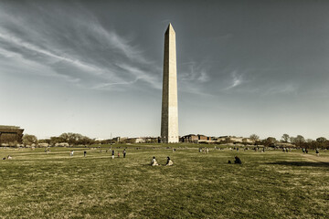 Washington DC Mall - Lincoln Memorial, Washington Monument, WWII Memorial - obrazy, fototapety, plakaty