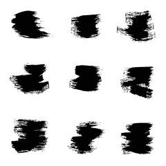 Grungy vector black abstract brush decoration elements.