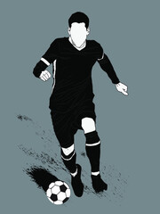 vector silhouette of a football player kicking a football