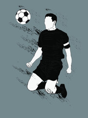 vector silhouette of a football player kicking a football