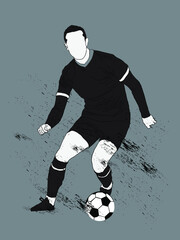 vector silhouette of a football player kicking a football