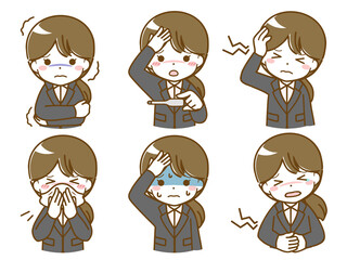 体調の悪いスーツを着た女性