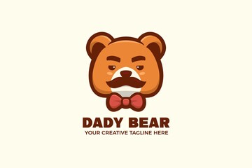 Daddy Bear Cartoon Mascot Logo Template