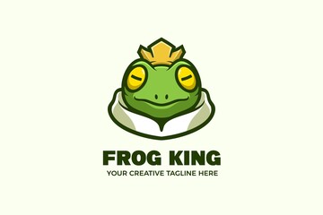 Frog King Cartoon Mascot Logo Template