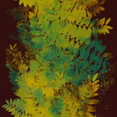 Imprints fern leaves seamless pattern.