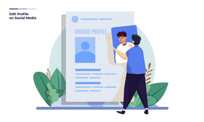 Edit profile on social media illustration concept
