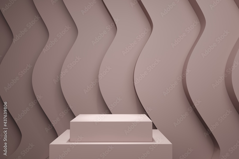 Poster pnik pastel color stage mock up stack backdrop for copy space. 3d rendering. minimal idea concept de
