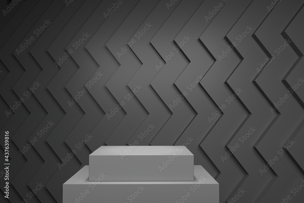 Poster grey pastel color stage mock up stack backdrop for copy space. 3d rendering. minimal idea concept de