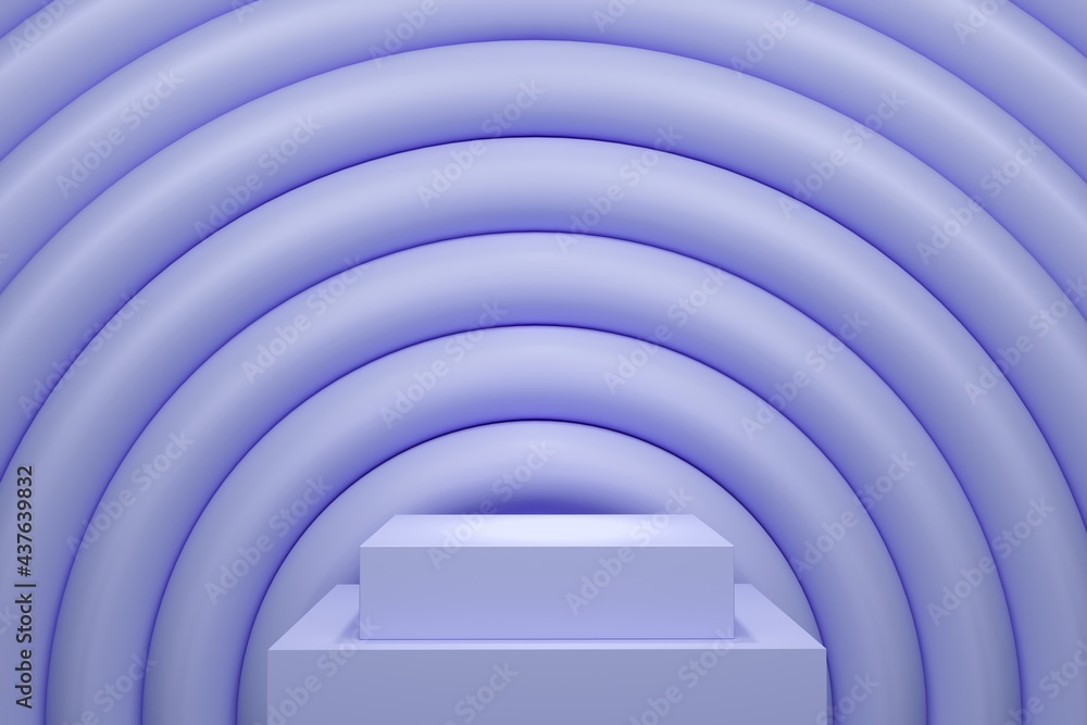 Poster purple pastel color stage mock up curve stack backdrop for copy space. 3d rendering. minimal idea co