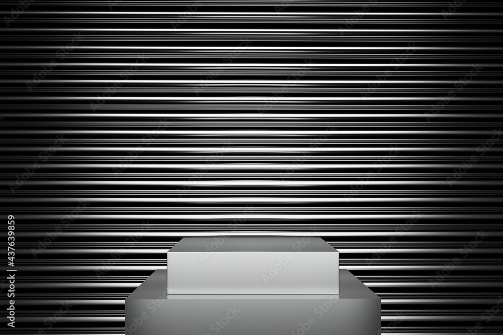 Poster meta color stage mock up line shape stack backdrop for copy space. 3d rendering. minimal idea concep