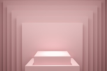 Obraz premium Pink color stage mock up backdrop for copy space. 3D Rendering. Minimal idea concept design.