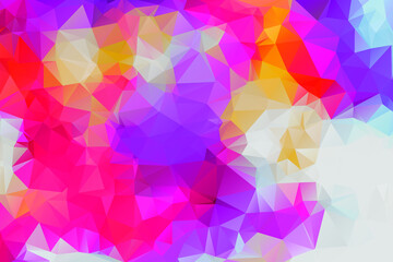 Low-poly background in the form of chaotic colorful polygons. Wall décor. Minimalist style. 3d illustration.