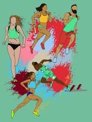 Vector illustration of a runner running a race. For illustration purposes only.