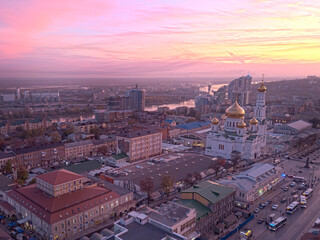 Rostov-on-Don, Russia - 2019: Cathedral from above