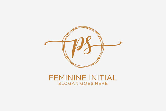 Initial PS beauty monogram and elegant logo design handwriting logo of initial signature, wedding, fashion, floral and botanical with creative template.
