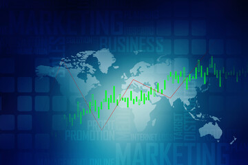 2d rendering Stock market online business concept. business Graph 
