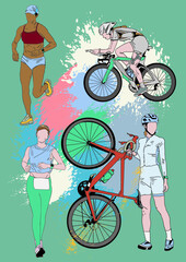 Vector illustration of a triathlon athlete competing. Used as a graphic illustration.