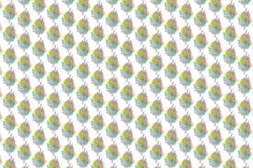 Abstract leaf pattern, modern botanical line drawing. Tropical leaves. Vector illustration isolated on beige background.