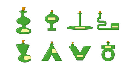 transparent green bottle set 3d vector 