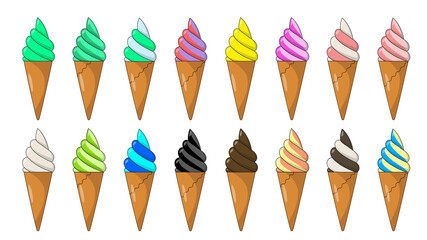 soft ice cream cone colorful sweet 3d vector