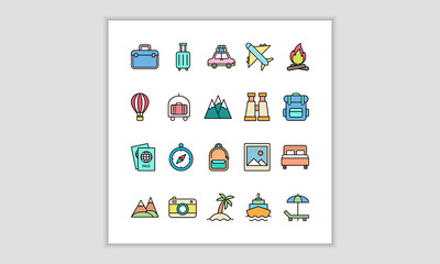 Travel icon set. flat isolated simple icon.