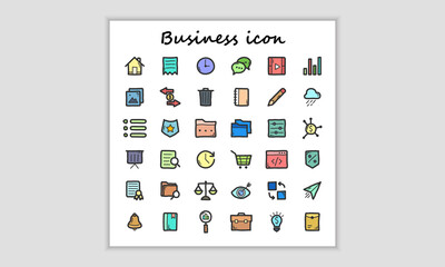 Business hand drawn icons set. Flat isolated simple icons.