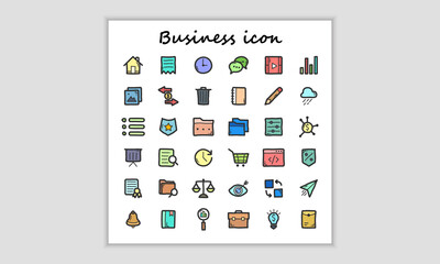 Business hand drawn icons set. Flat isolated simple icons.