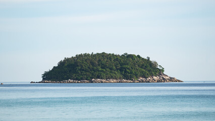 Seascape with small island in Phuket Thailand Beautiful sea in summer sunny day Good weather day.