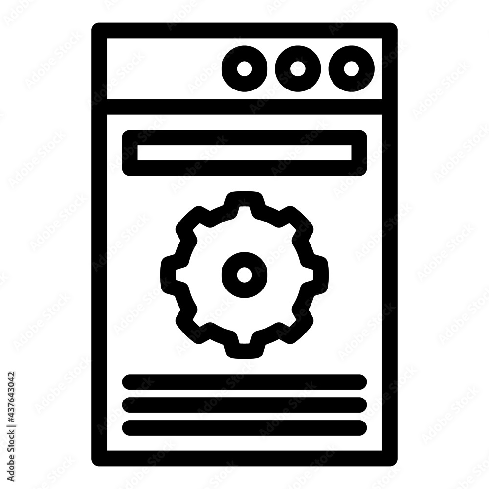 Poster simple vertical website maintenance icon in outline style. suitable for applications, websites, pres