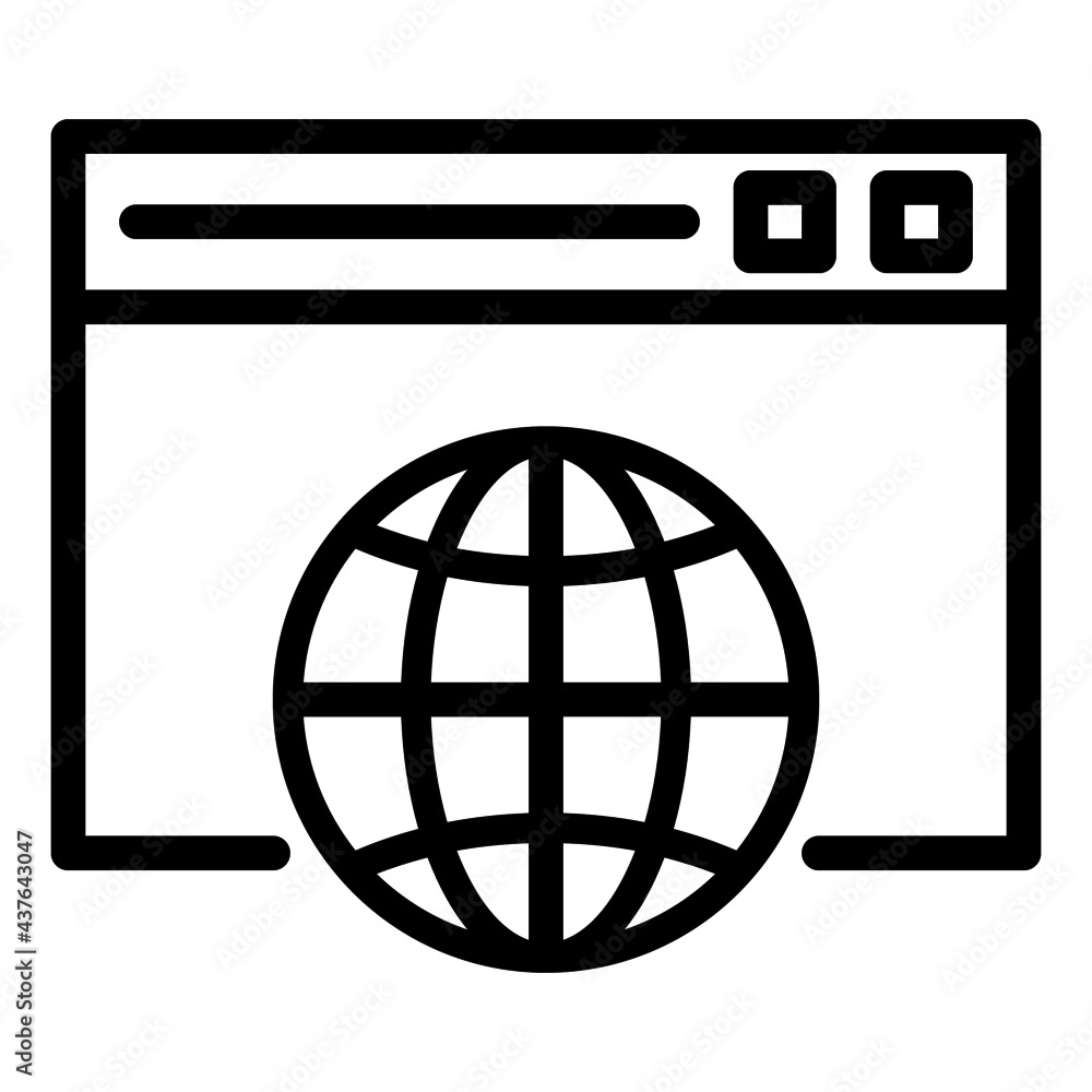 Aufkleber simple website page with globe icon in outline style. suitable for applications, websites, presentat