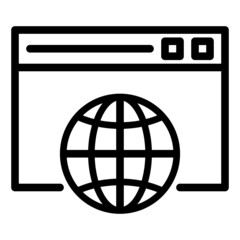 Simple website page with globe icon in outline style. Suitable for applications, websites, presentations, advertisements, and many more. Editable and resizable.
