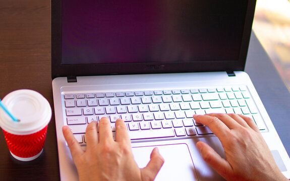 Hands on laptop