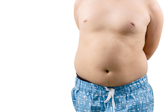 a boy fat obesity white background