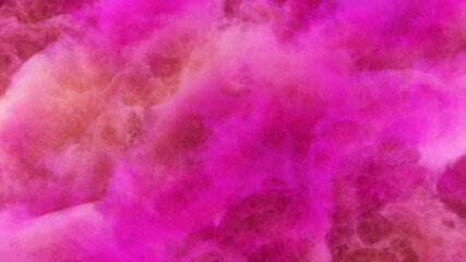 3D rendering of red-pink colorful nebula and cosmic dust in a distant galaxy.