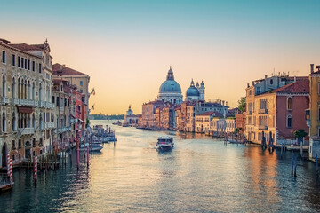 Fototapeta na wymiar Grand Canal in Venice City at sunrise